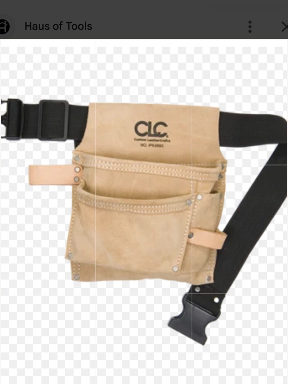 CLC Work Gear Pocket Nail & Tool Bag Tan Suede Poly Web Black Belt